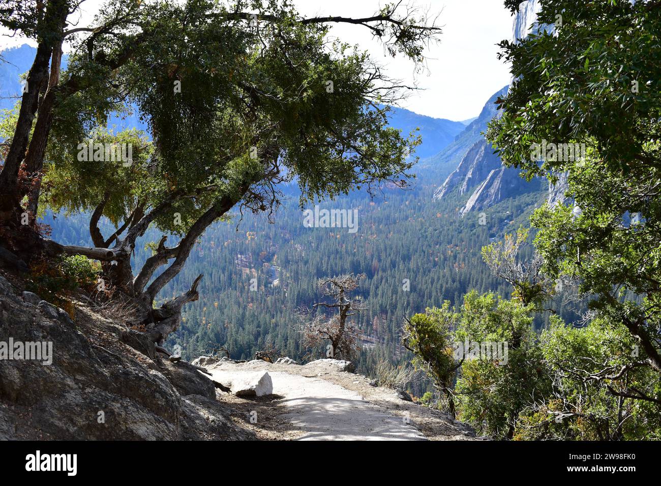 Panoramablick beim Wandern auf dem Four Mile Trail im Yosemite National Park Stockfoto