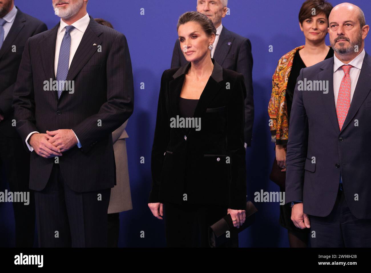 Königin Letizia von Spanien nahm am Abschlusskonzert des spanischen EU-Ratsvorsitzes am 21. Dezember 2023 im nationalen Auditorium in Madrid Teil Stockfoto