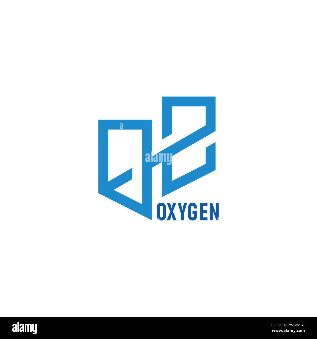 o2 Sauerstoffverbundener geometrischer Linien-Logo-Vektor Stock Vektor