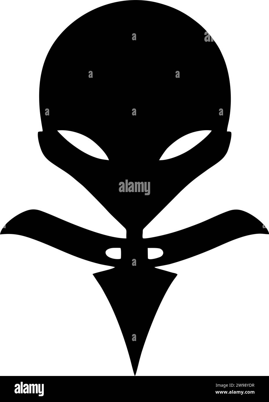 Einfache schwarze Umrisszeichnung Silhouette Alien, Logo, Design Stockfoto