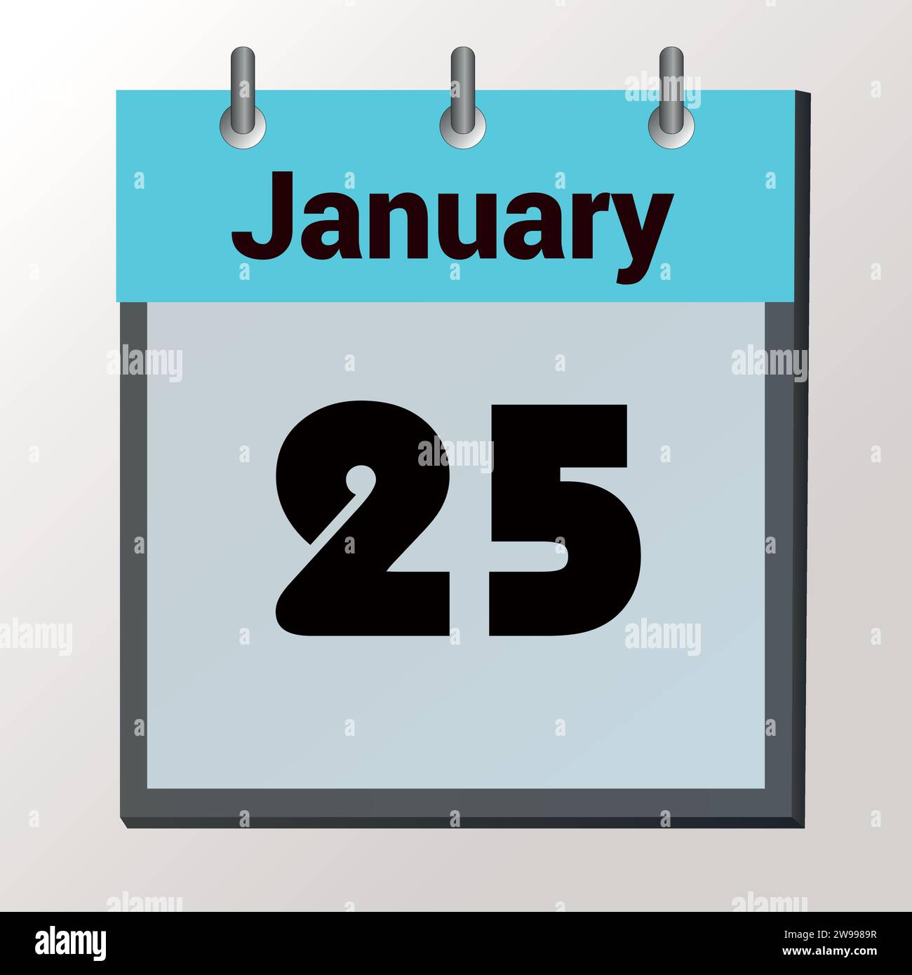 Tag im Kalender, Vektorbildformat, 25. Januar Stock Vektor