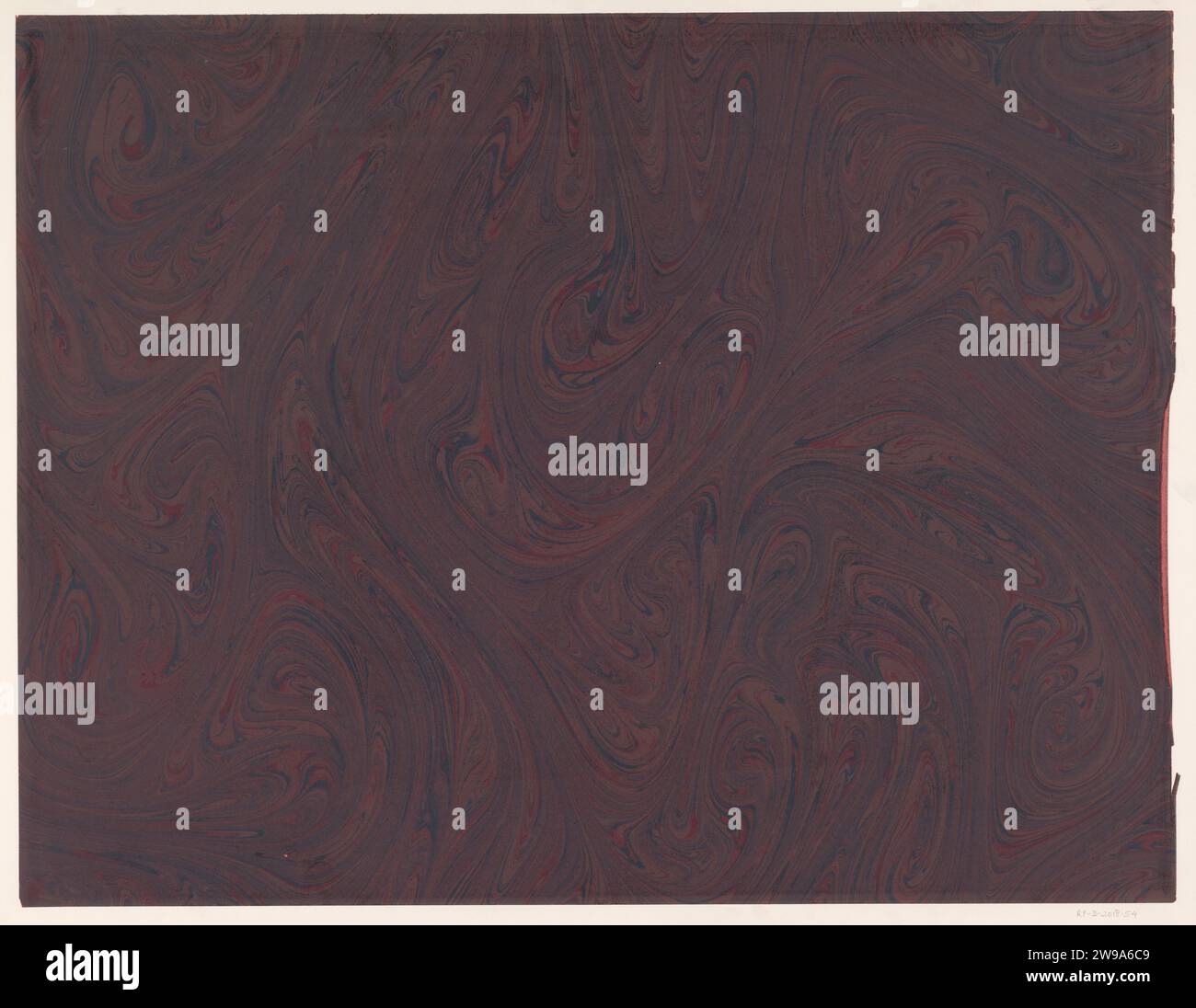 Fantasy Marmor in lila, rot und blau auf rotem Papier, anonym, 1900 - 2000 Marmor Papier Papier. Farbe (Beschichtung) Phantasy Marmoriertes Papier Stockfoto