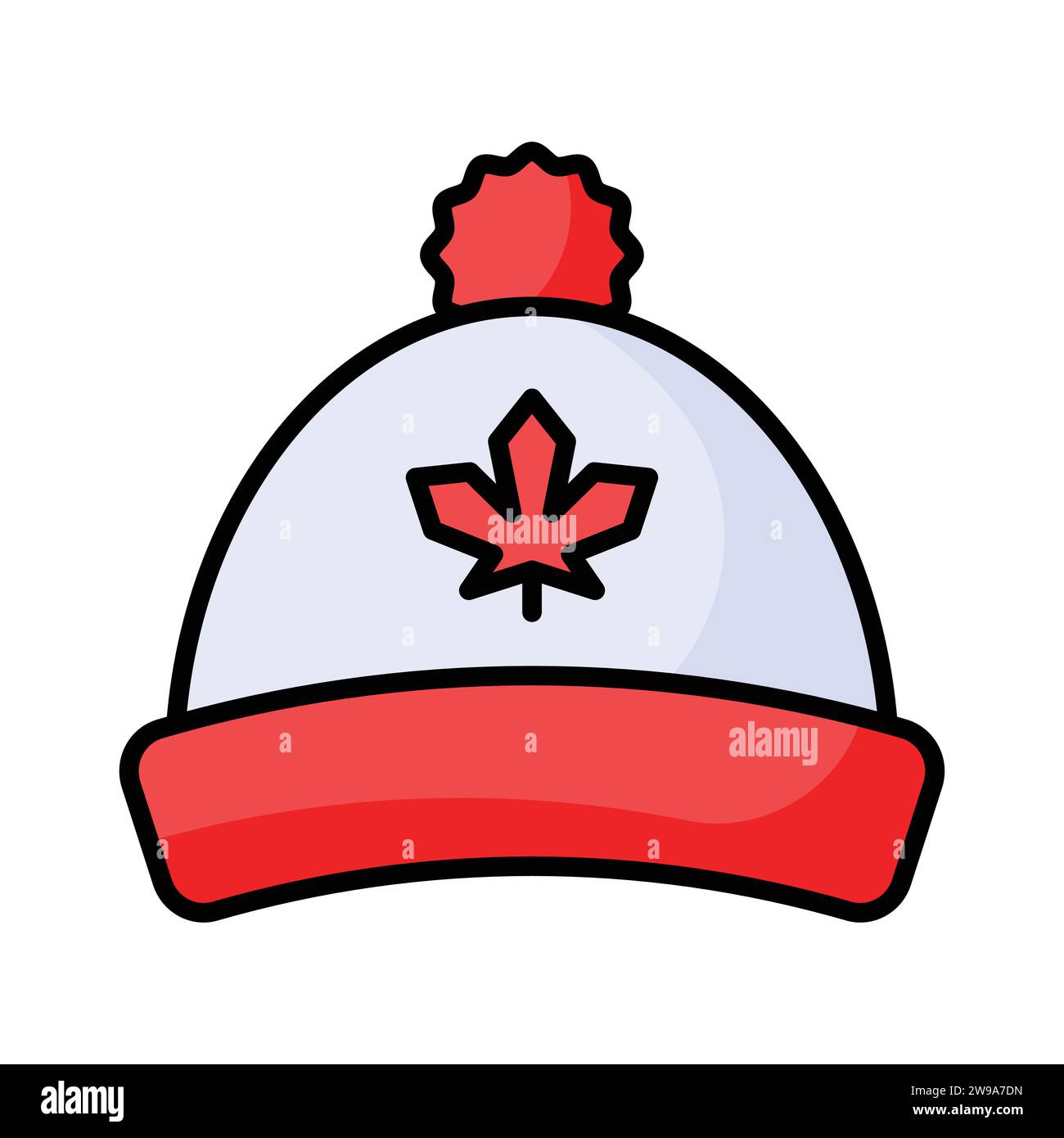 Ahornblatt auf Hut zeigt Konzeptvektor des kanadischen Kulturhutes, anpassbare Ikone Stock Vektor