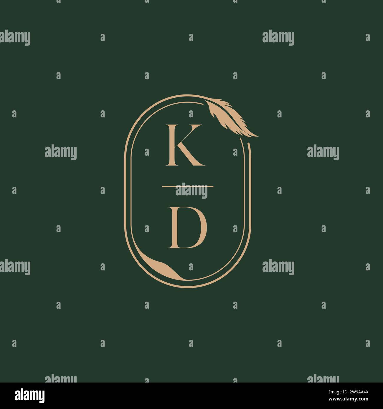 KD Feather Concept Design-Ideen für das Hochzeitsmonogramm als Inspiration Stock Vektor