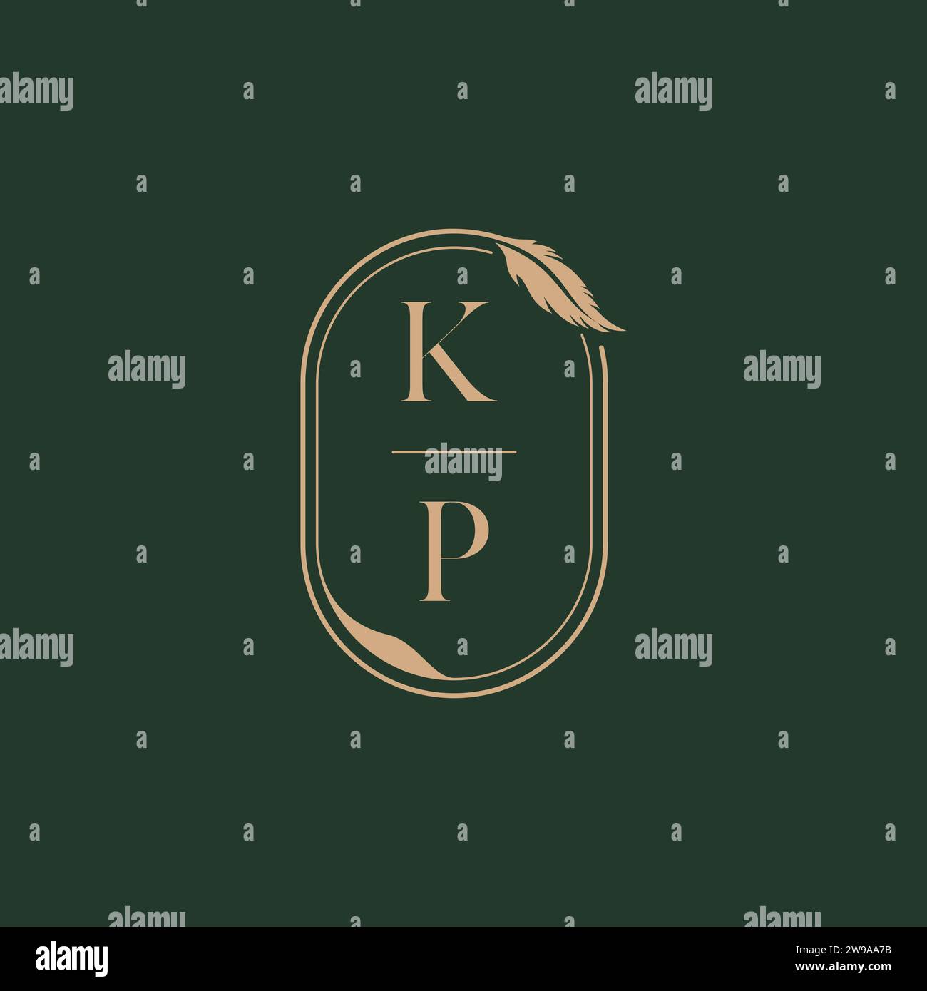 KP Feather Concept Design-Ideen für das Hochzeitsmonogramm als Inspiration Stock Vektor
