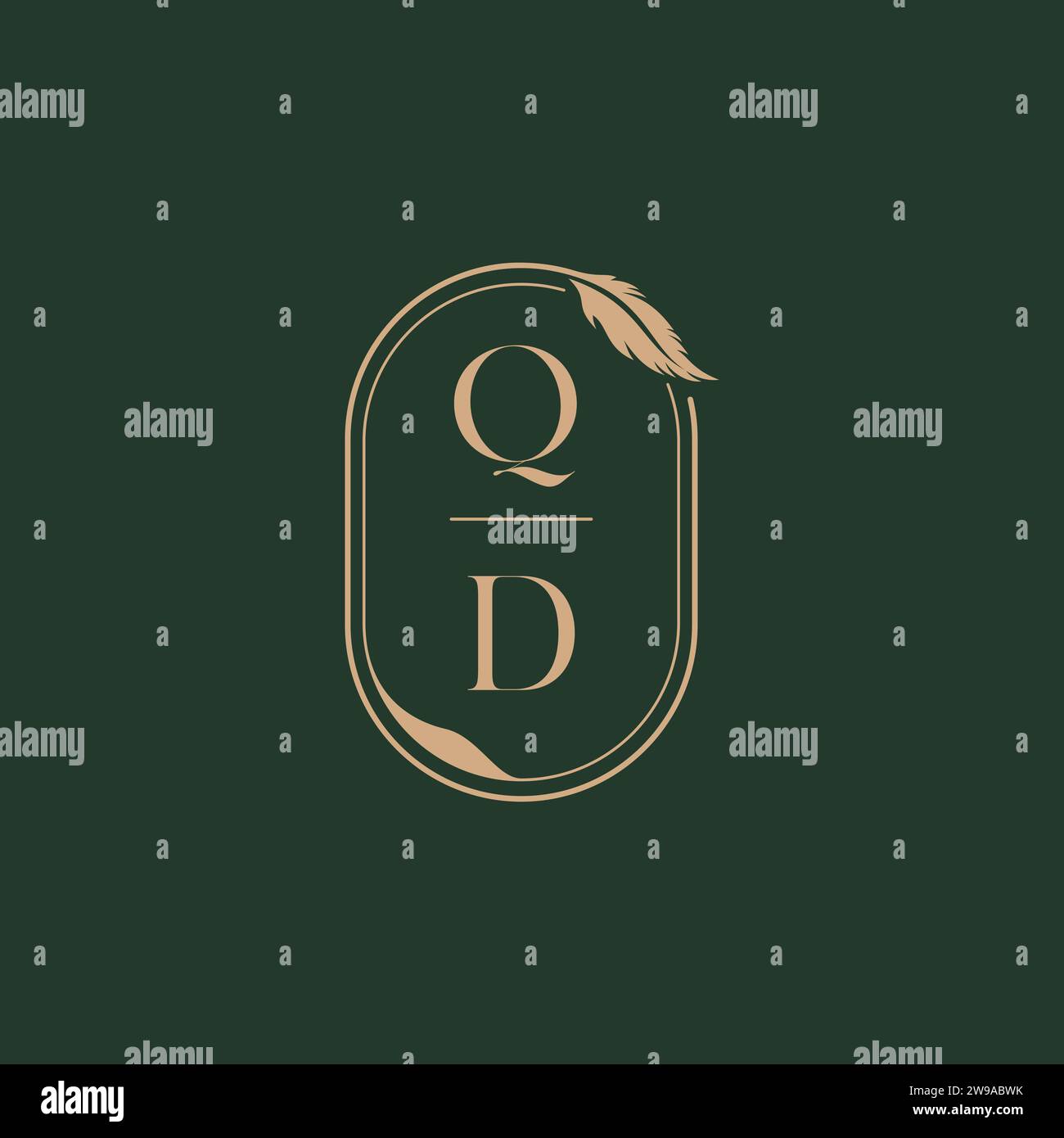 QD Federkonzept Design-Ideen für das Hochzeitsmonogramm-Logo als Inspiration Stock Vektor