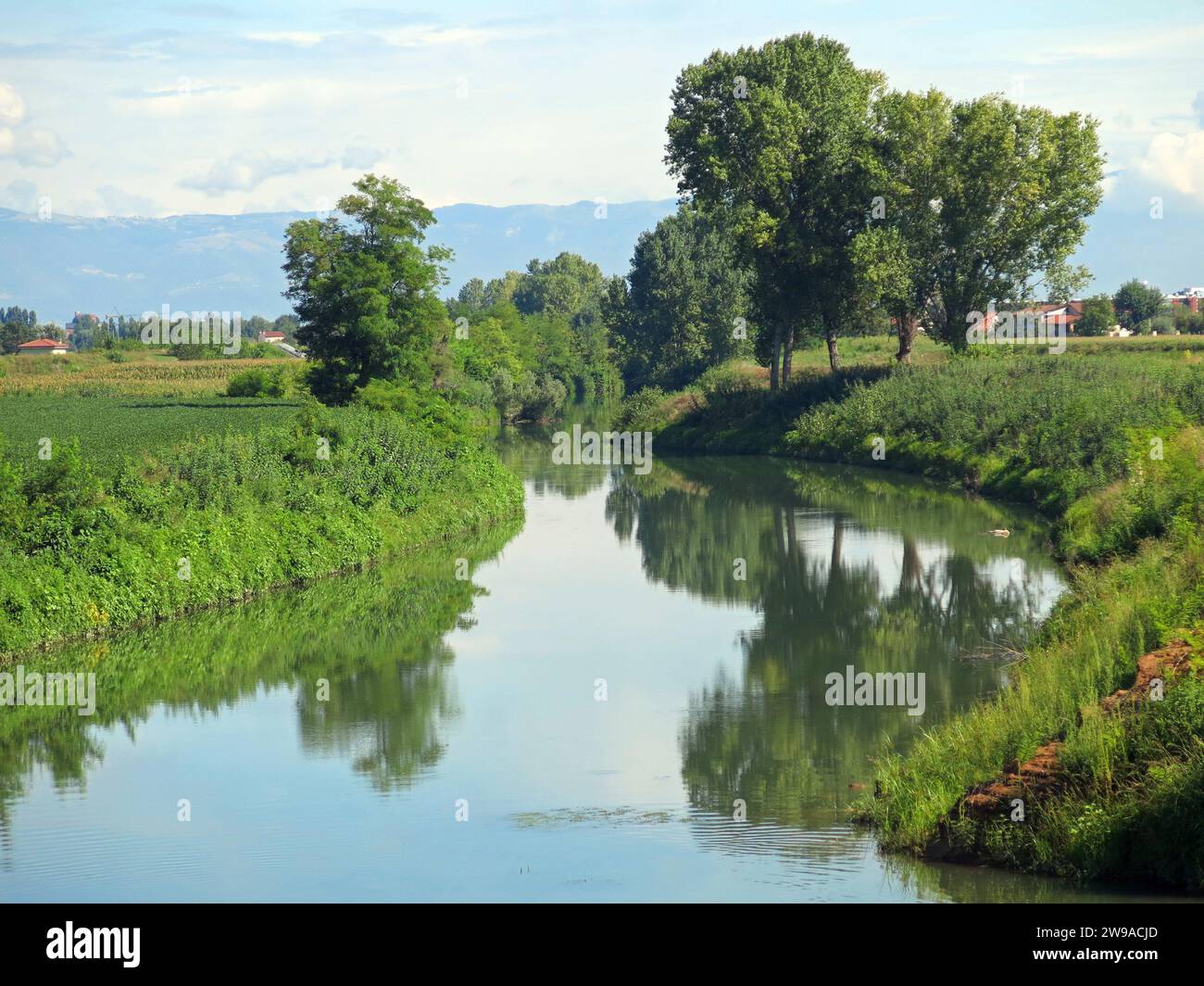 der fluss BACCHIGLIONE, der von der Provinz Vicenza ausgeht und die Adria in Norditalien erreicht Stockfoto