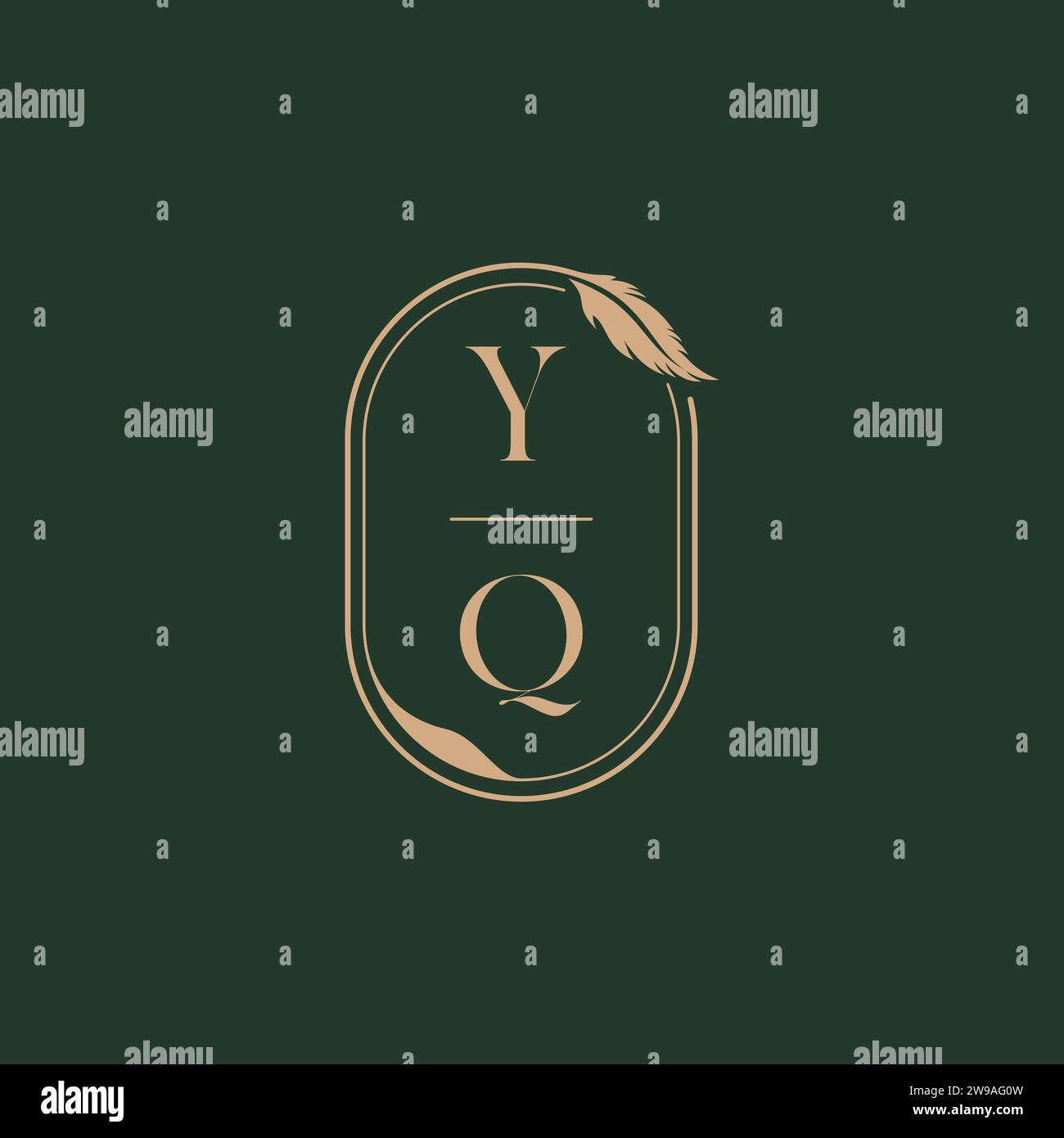 YQ Feather Concept Design-Ideen für das Hochzeitsmonogramm als Inspiration Stock Vektor
