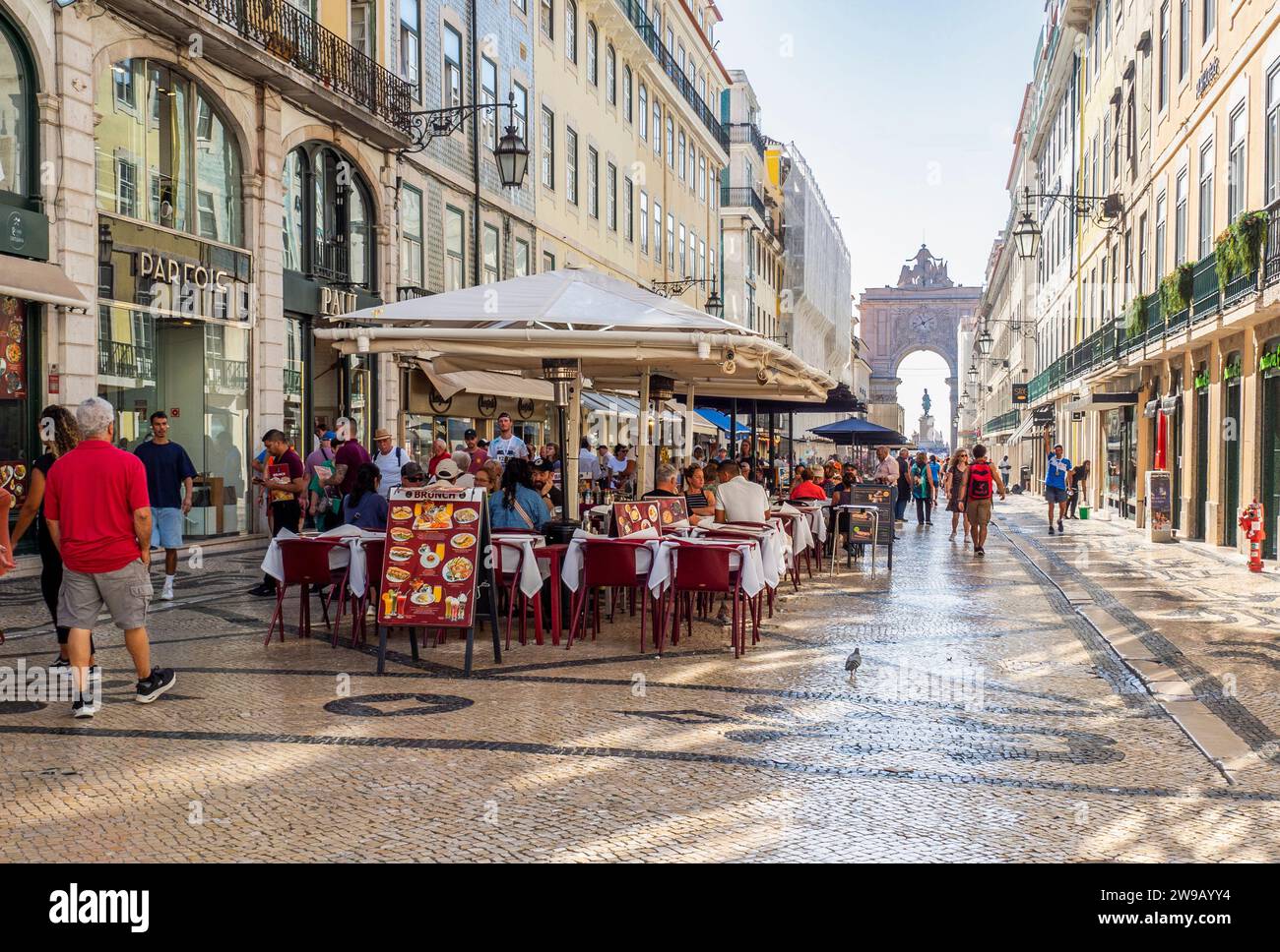 Rue Augusta Street im zentralen Stadtteil Baixa von Lissabon Portugal Stockfoto