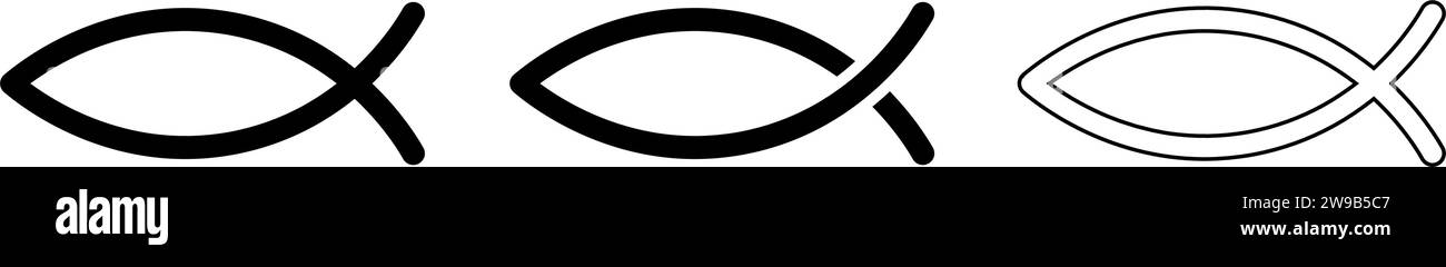 Christliches Fischsymbol-Set einfaches Design Stock Vektor