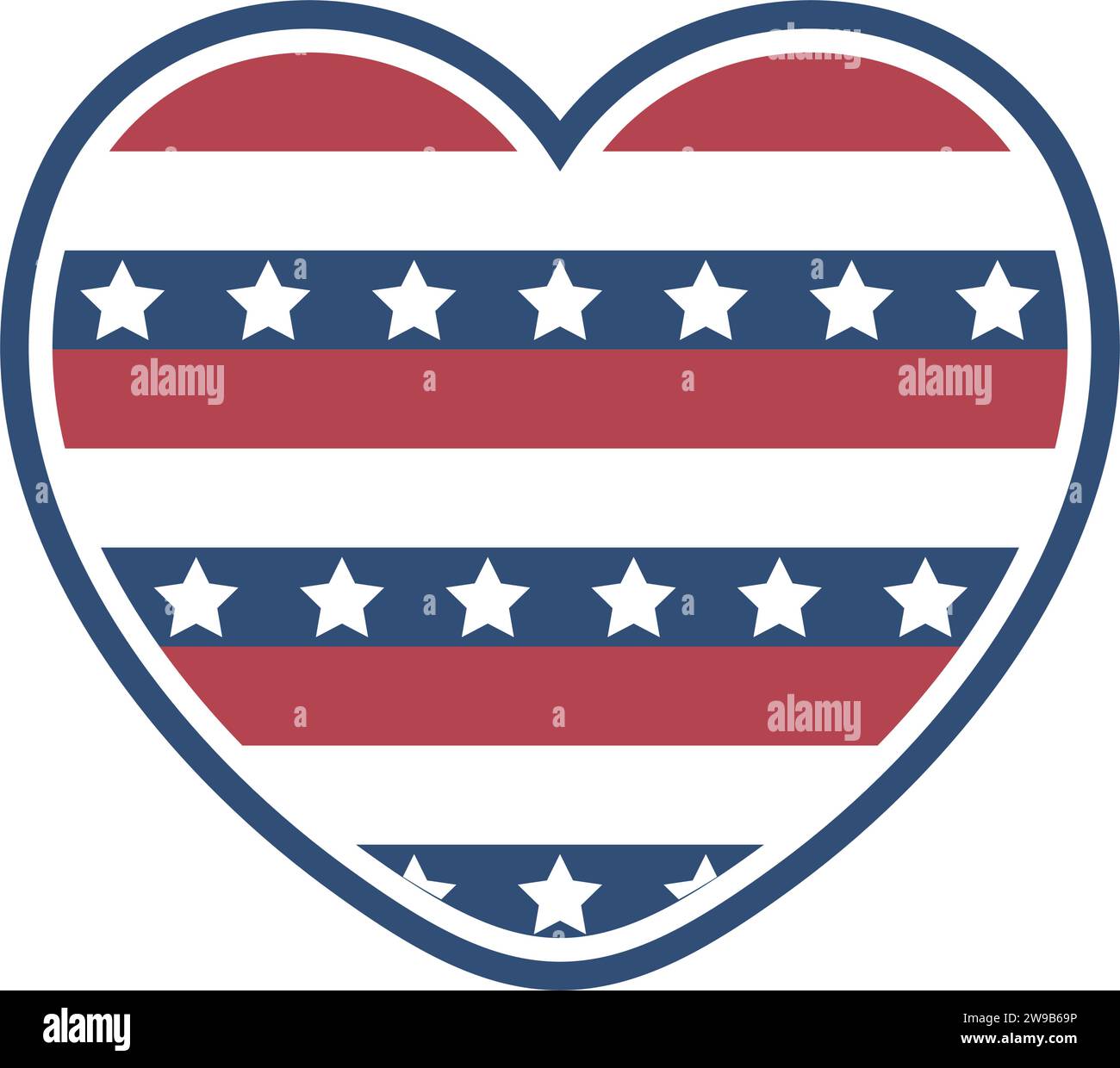 Symbol für Herz-Flagge der Vereinigten Staaten Stock Vektor