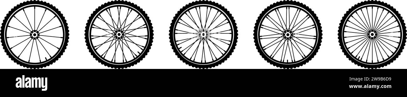 Fahrradräder Symbol Set einfaches Design Stock Vektor
