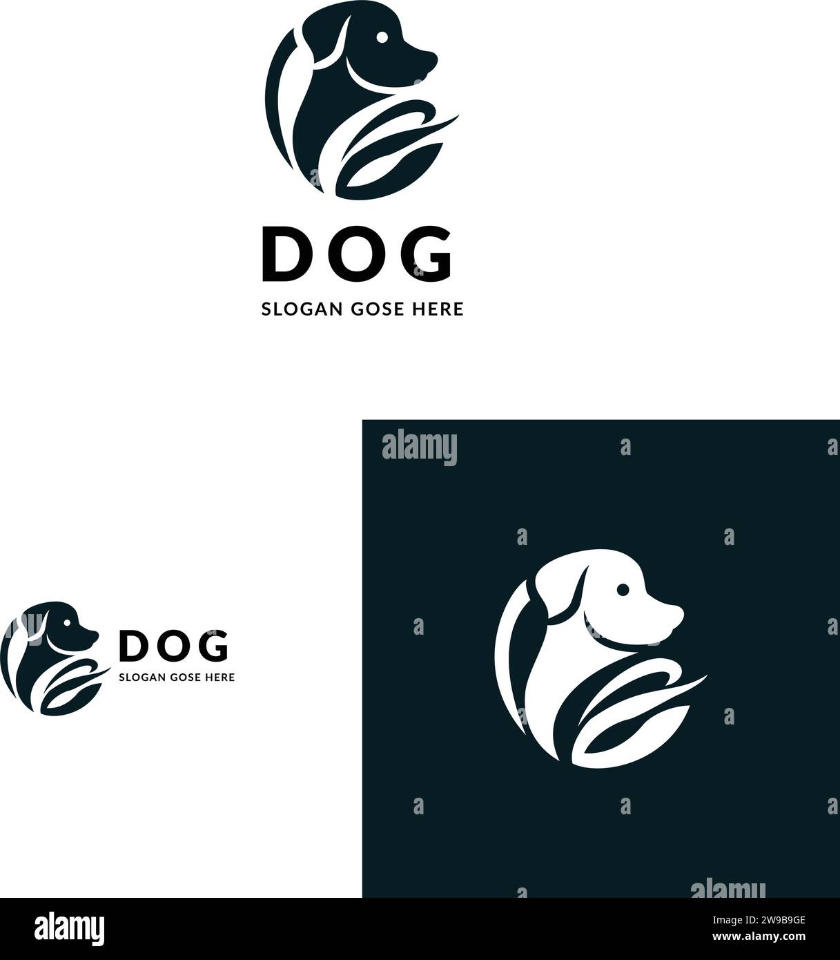 Ein verspieltes Logo mit einem Hund Stock Vektor