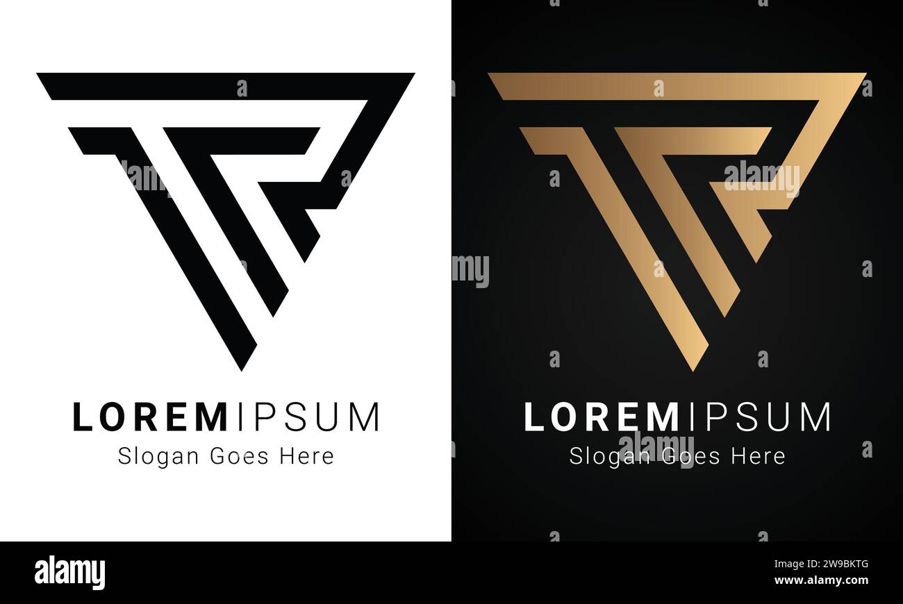 Luxuriöses Initial TR- oder RT-Monogramm-Logo-Design mit Textbuchstaben Stock Vektor