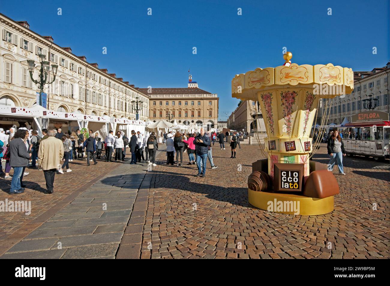 Schokoladenmesse (Cioccolatò) 2023 auf dem Platz San Carlo, Turin, Piemont, Italien Stockfoto