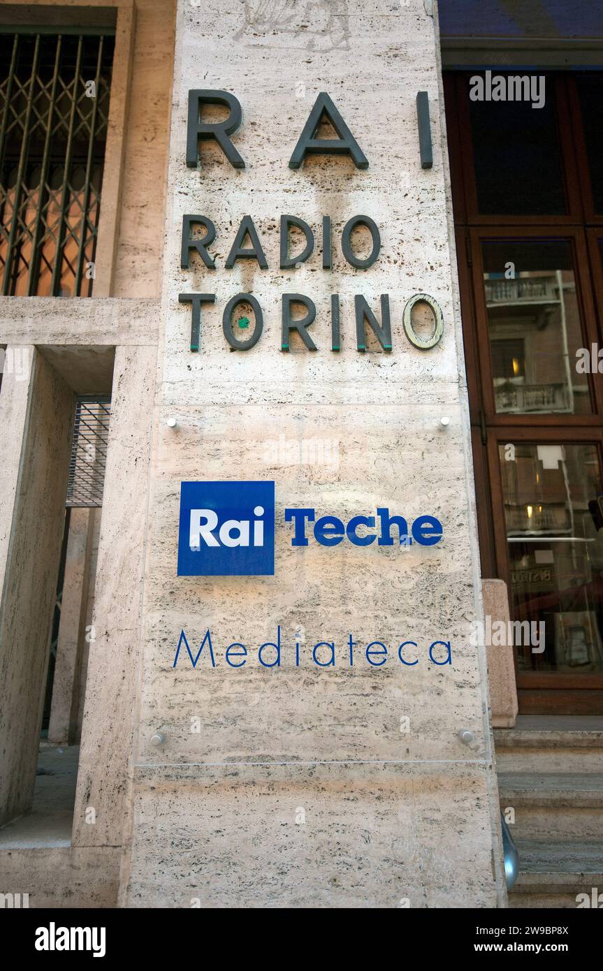 Mediateca RAI (Medienbibliothek) in Via Giuseppe Verdi, Turin, Piemont Stockfoto