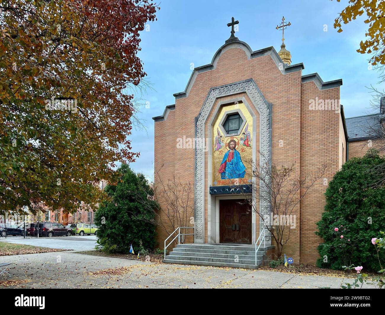 St. Nicholas Ukrainisch-katholische Kirche in Philadelphias Stadtteil Fairmount. Stockfoto