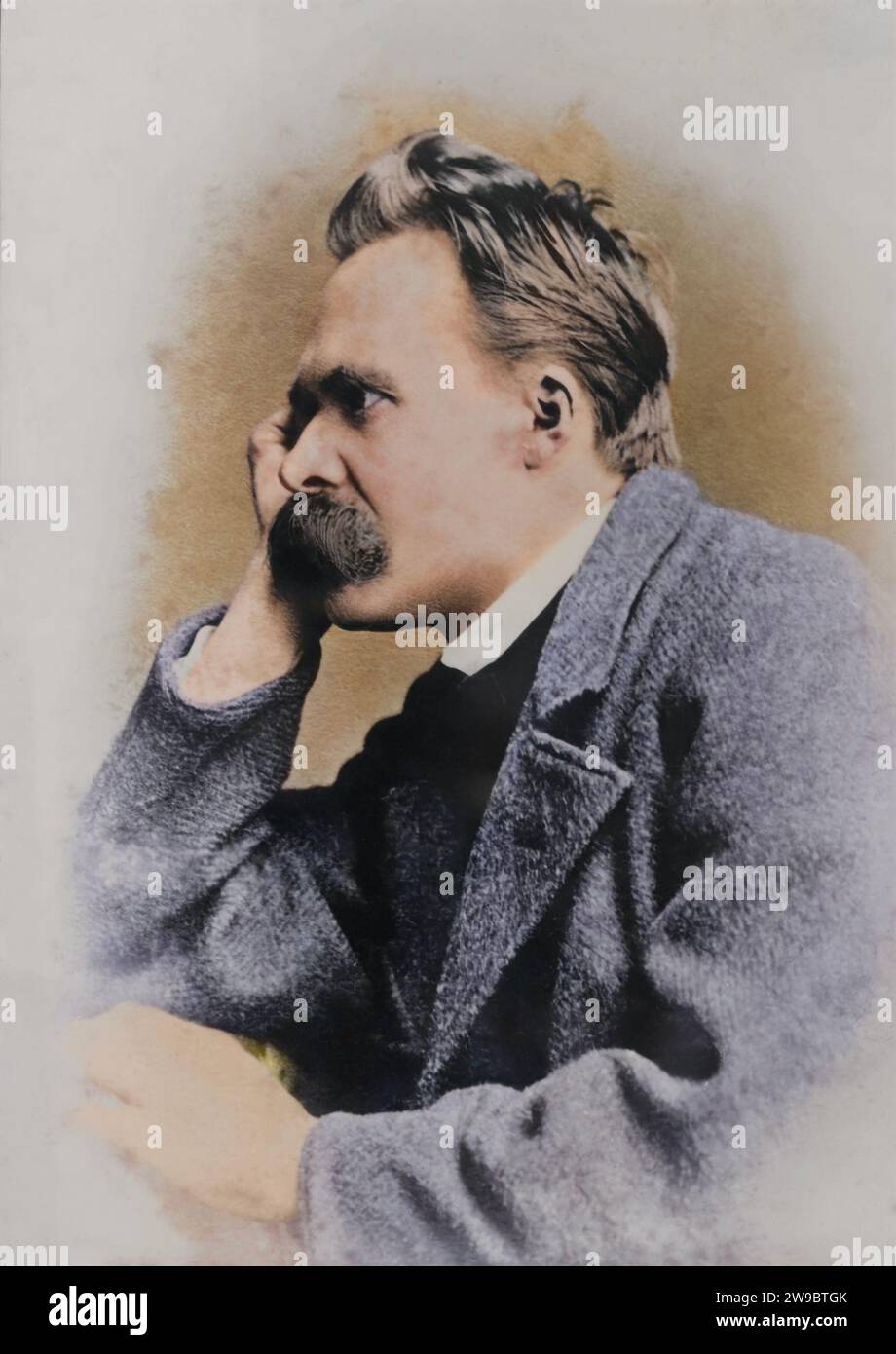 Porträt von Friedrich Nietzsche. Jahr: c. 1882 und/oder 1910. Ort: Dresden. Von Martin Herzfeld. Stockfoto