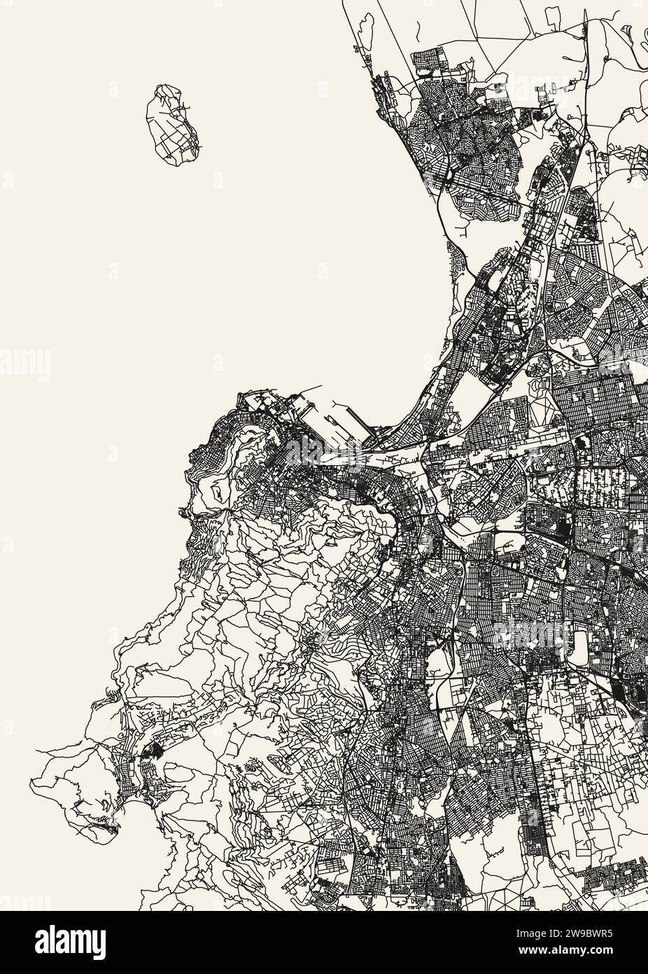 Stadtplan von Kapstadt, Südafrika Stock Vektor