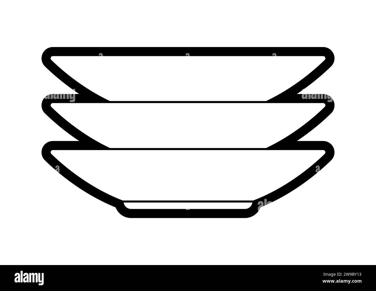 Abbildung: Plattenstapel. Stilvolle Küchenutensilien. Stock Vektor