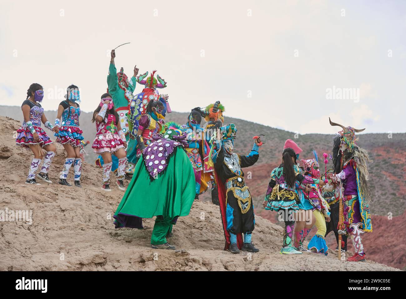 Uquia, Provinz Jujuy, Argentinien. Januar 2018. Die Entdeckung des KarnevalsTeufels, eines der wichtigsten Feierlichkeiten des Karnevals. Stockfoto