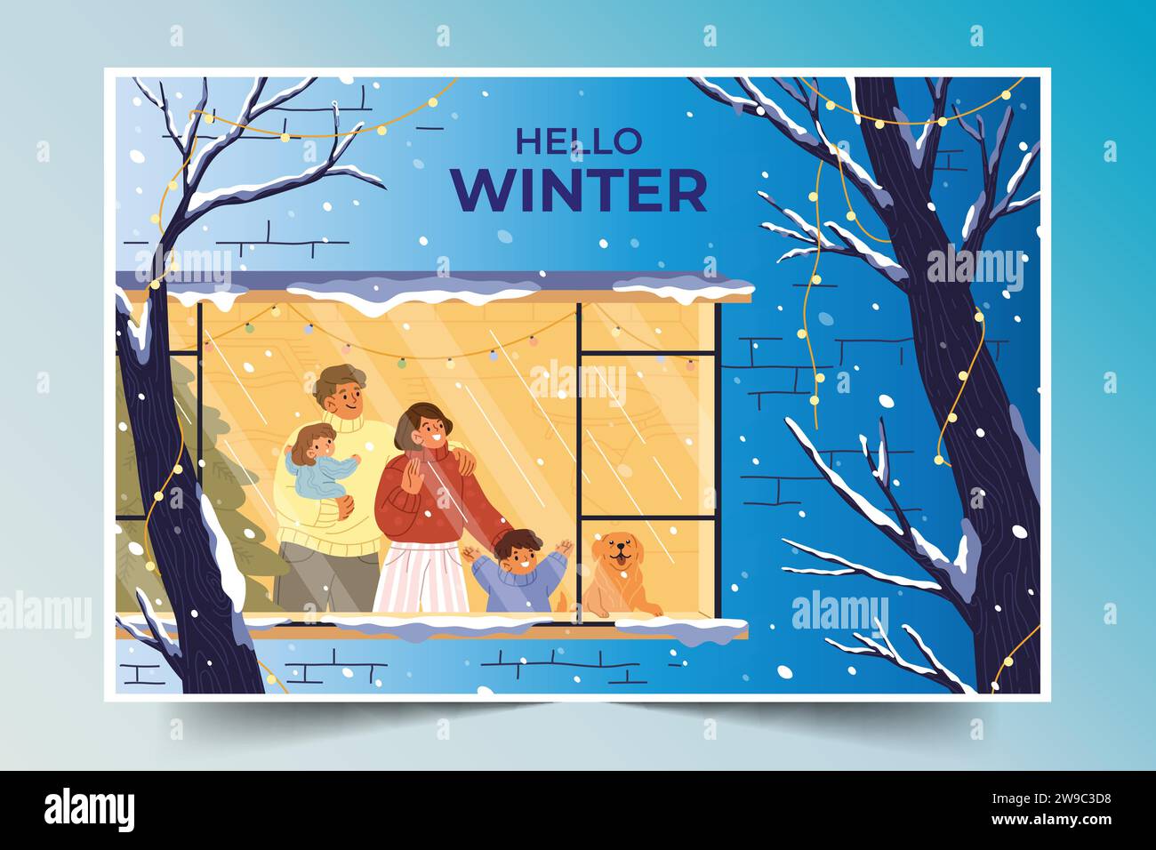 Flacher Hintergrund Winter Saison Design Vektor Illustration Stock Vektor