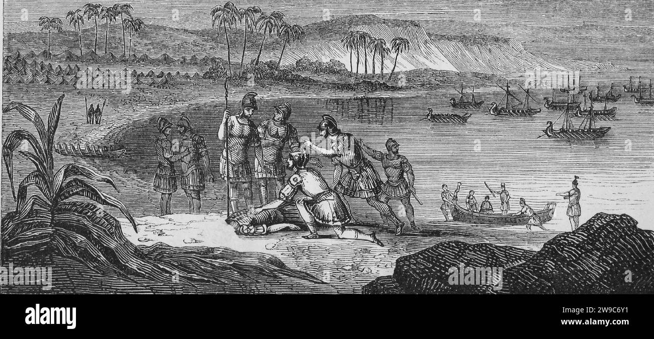 Gravur des Todes von Pompeius Magnus in Ägypten Stockfoto
