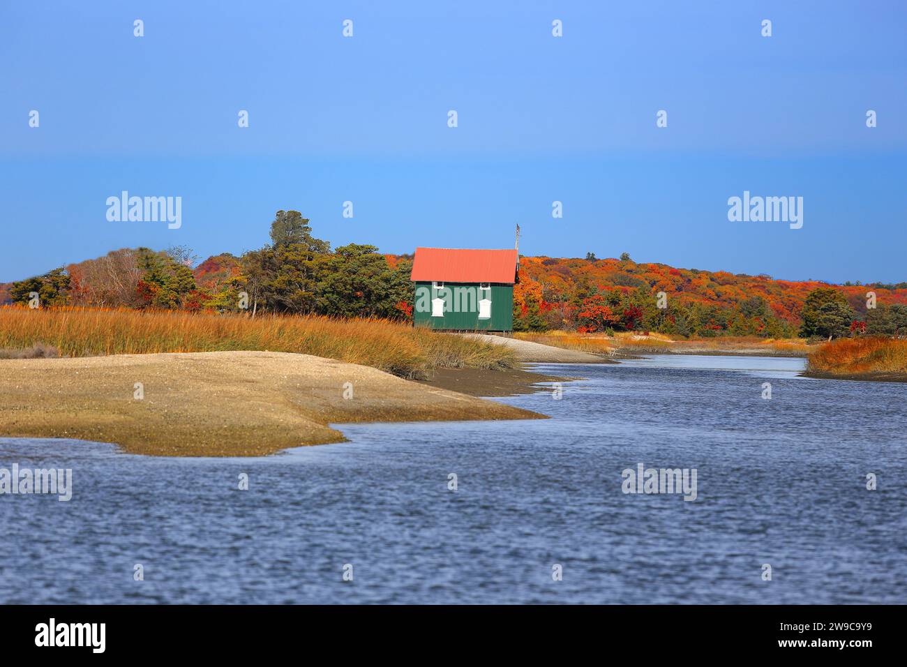 Das historische Gamecock Cottage am West Meadow Beach Stony Brook Long Island NY Stockfoto