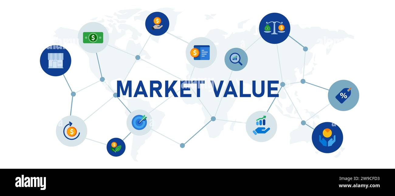 Market Value Commerce Business Finance Wachstum Gewinn steigern Erträge aus Vermögenswerten Stock Vektor