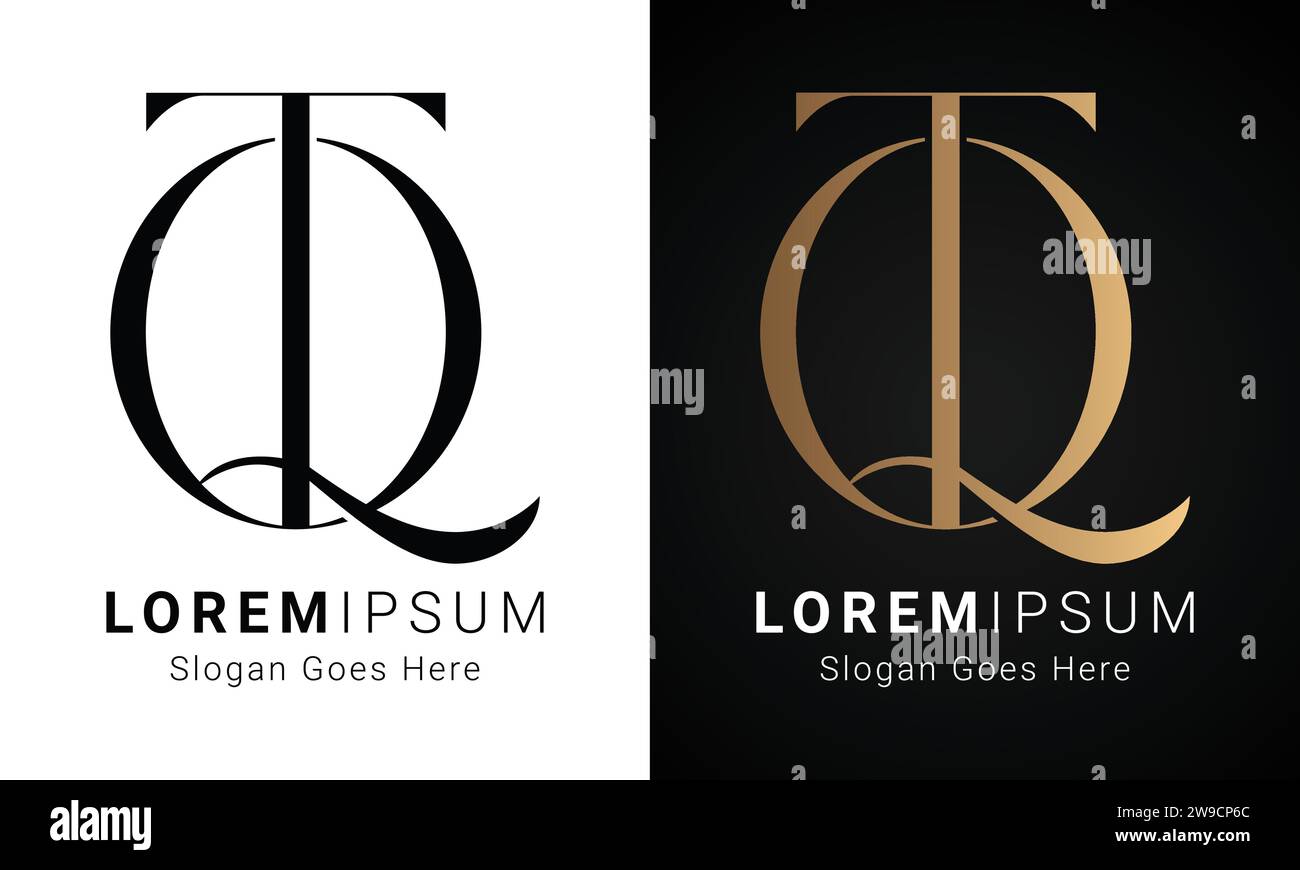 Luxuriöses Initial TQ- oder QT-Monogramm-Logo-Design Stock Vektor