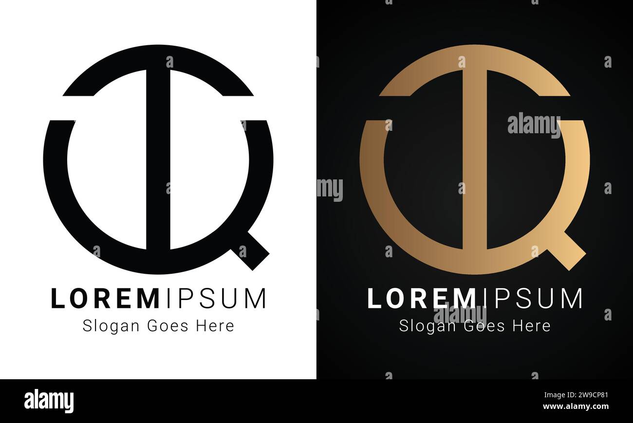 Luxuriöses Initial TQ- oder QT-Monogramm-Logo-Design Stock Vektor