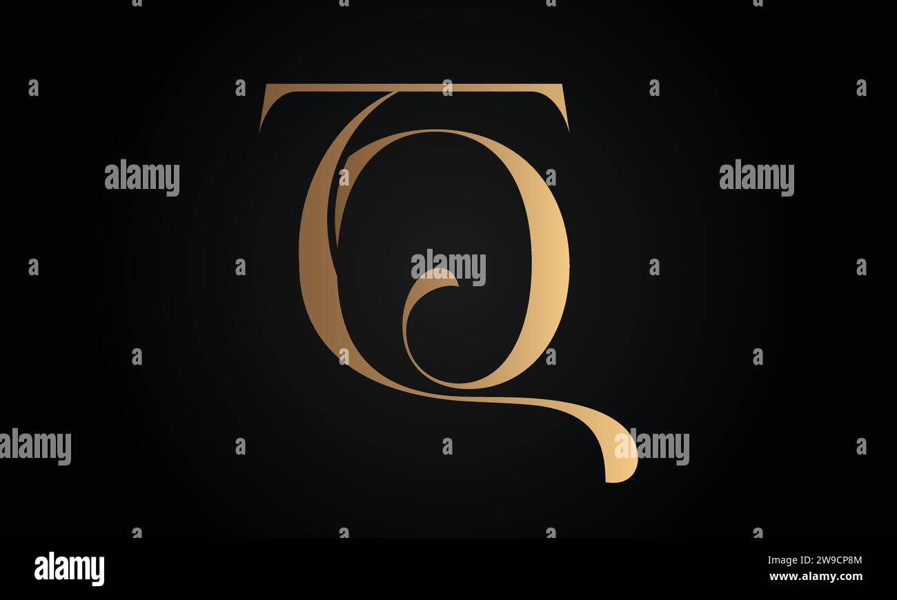 Luxuriöses Initial TQ- oder QT-Monogramm-Logo-Design Stock Vektor