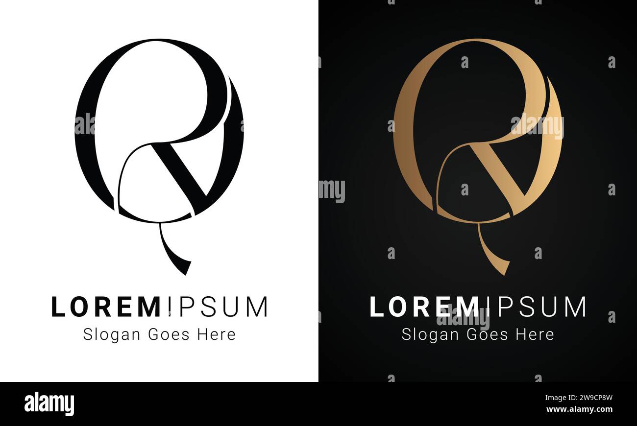 Luxuriöses Initial QR- oder RQ-Monogramm-Logo-Design Stock Vektor