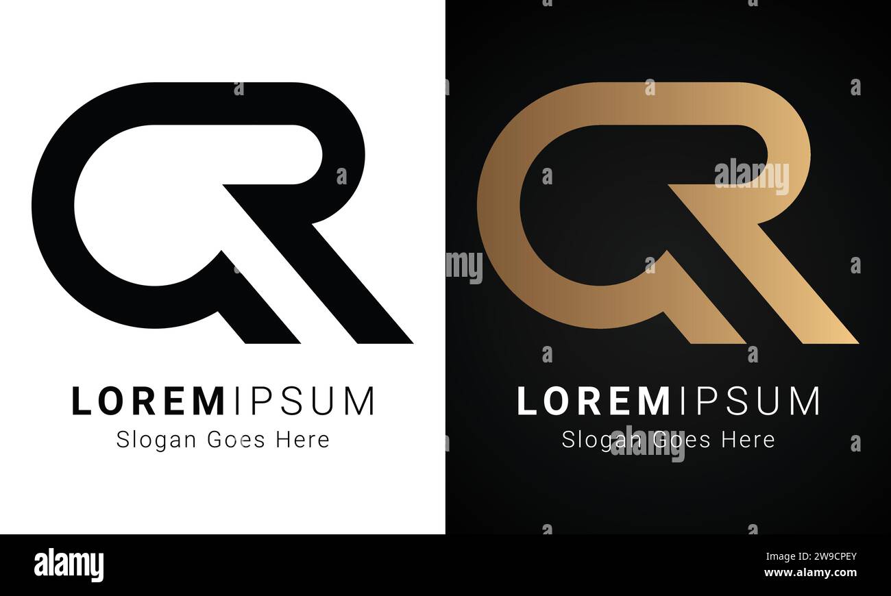 Luxuriöses Initial QR- oder RQ-Monogramm-Logo-Design Stock Vektor