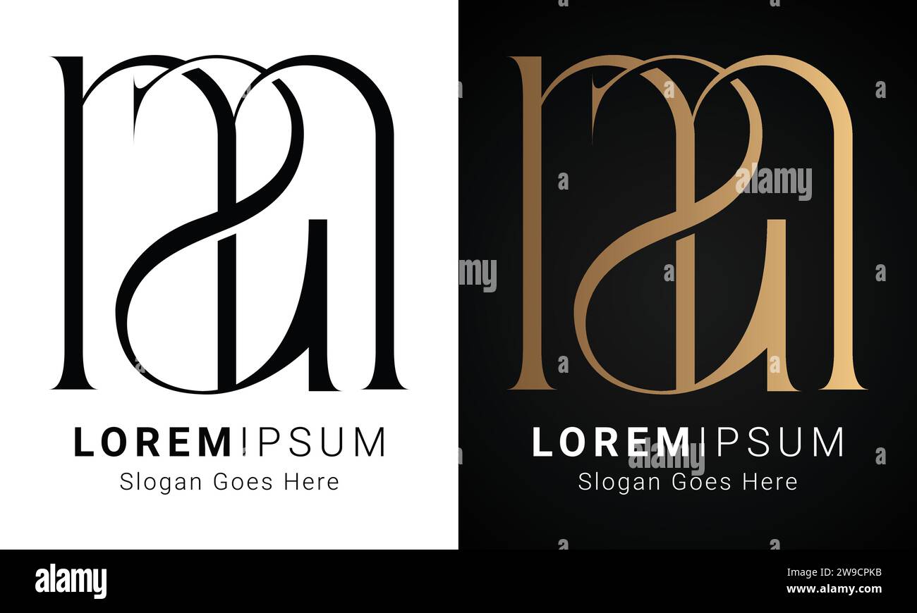 Luxuriöses Initial AM- oder MA-Monogramm-Logo-Design Stock Vektor