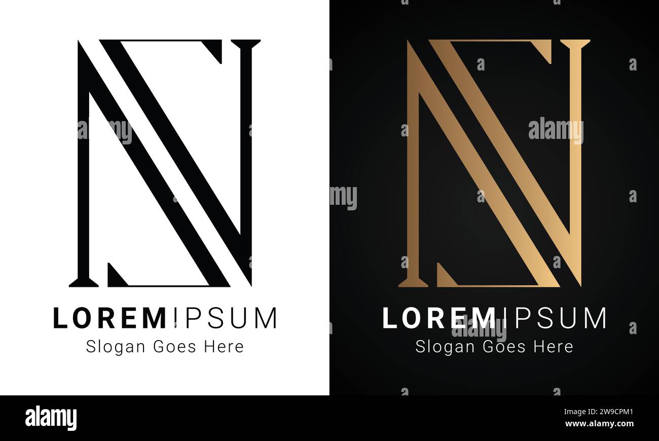 Luxuriöses Initial-Logo in ZN oder NZ mit Monogramm und Textbuchstaben Stock Vektor