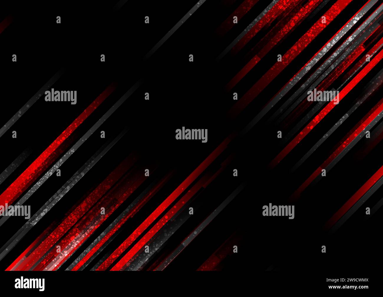 Abstrakte Geometrie im Hintergrund mit roten schwarzen Streifen und Punkten. Design der Vektortechnologie Stock Vektor
