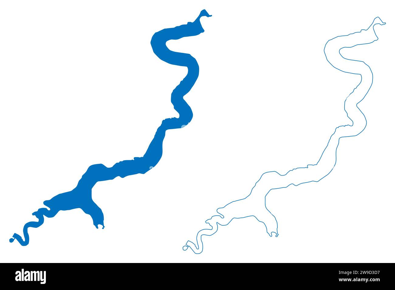 Brenets Lake (Französische Republik, Frankreich, Schweizerische Eidgenossenschaft, Schweiz) Karte Vektorillustration, Scribble Skizze Lac des Brenets oder Chaillexon Karte Stock Vektor