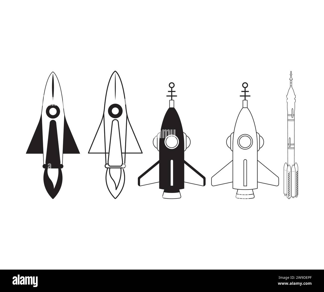 Rocket Vector, Rocket Clipart, Raumschiff Outline, Rocket Clipart, Mid Century Vintage Rockets, Rocket Ship, Space Stock Vektor