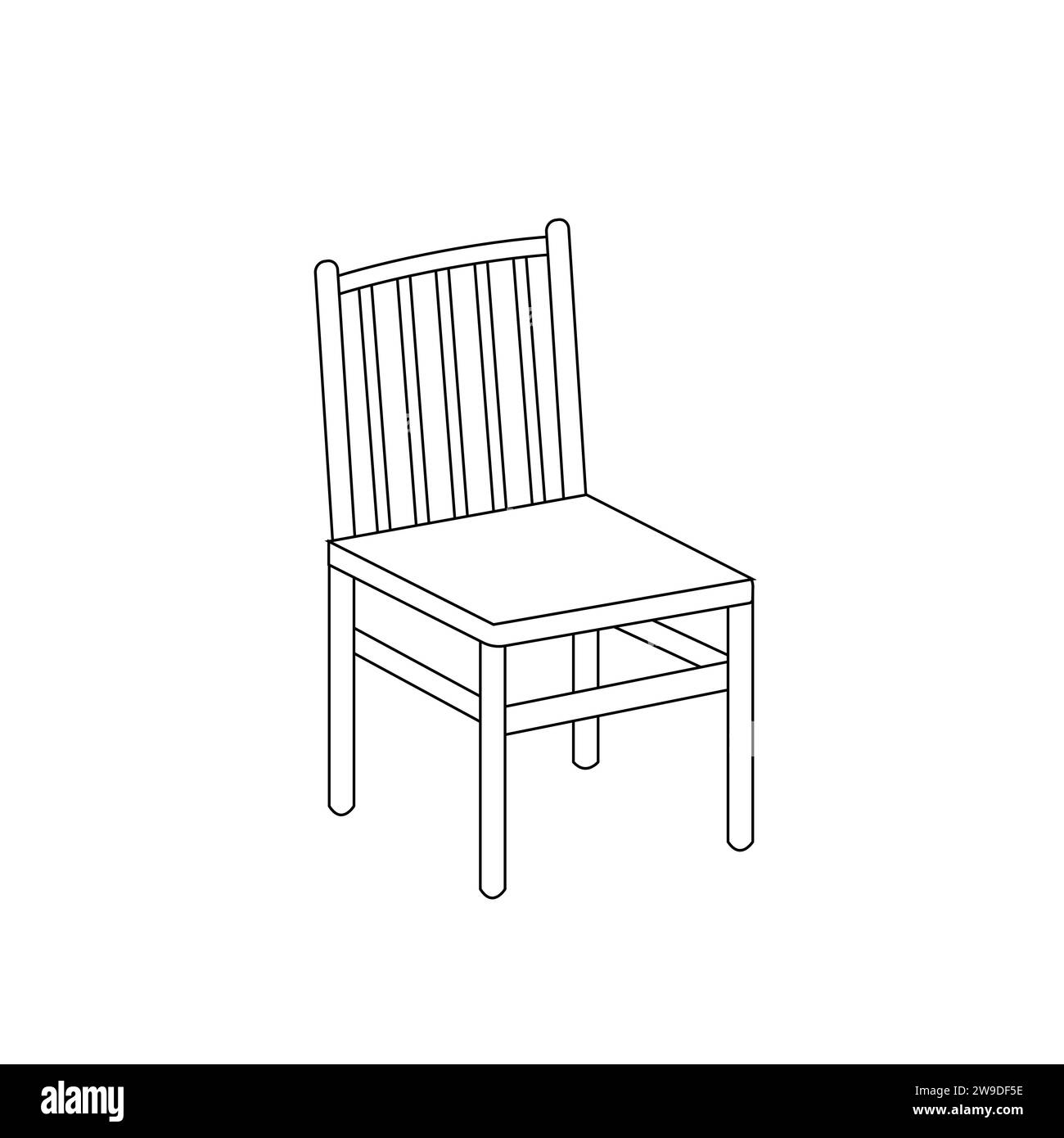 Schwarze Umrandung des Innenelements auf weißem Hintergrund. Stuhl mit schwarzer Umrandung. Ausmalseite. Malbuch. Ausmalseite für Kinder. Stock Vektor