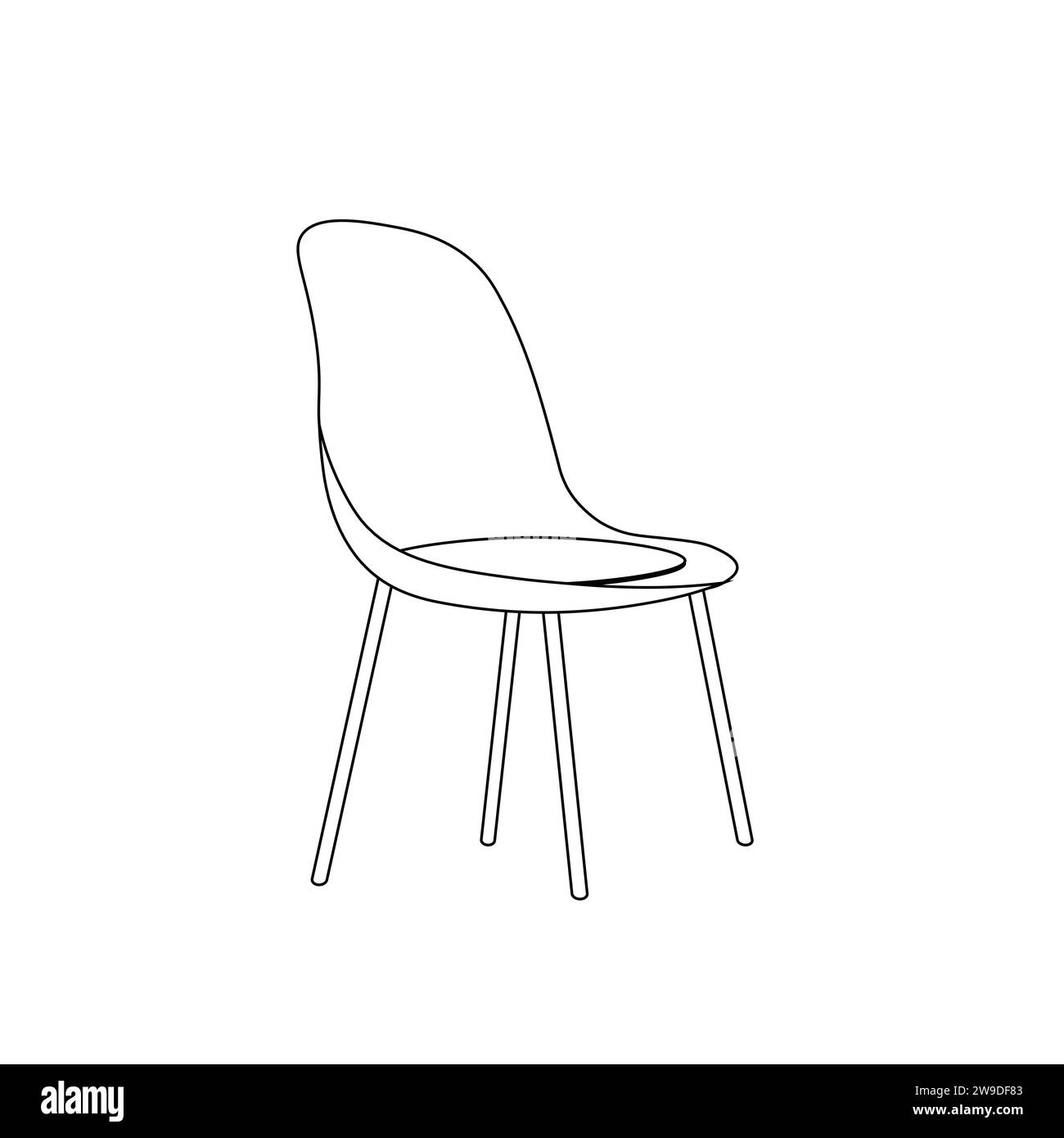 Schwarze Umrandung des Innenelements auf weißem Hintergrund. Stuhl mit schwarzer Umrandung. Ausmalseite. Malbuch. Ausmalseite für Kinder. Stock Vektor