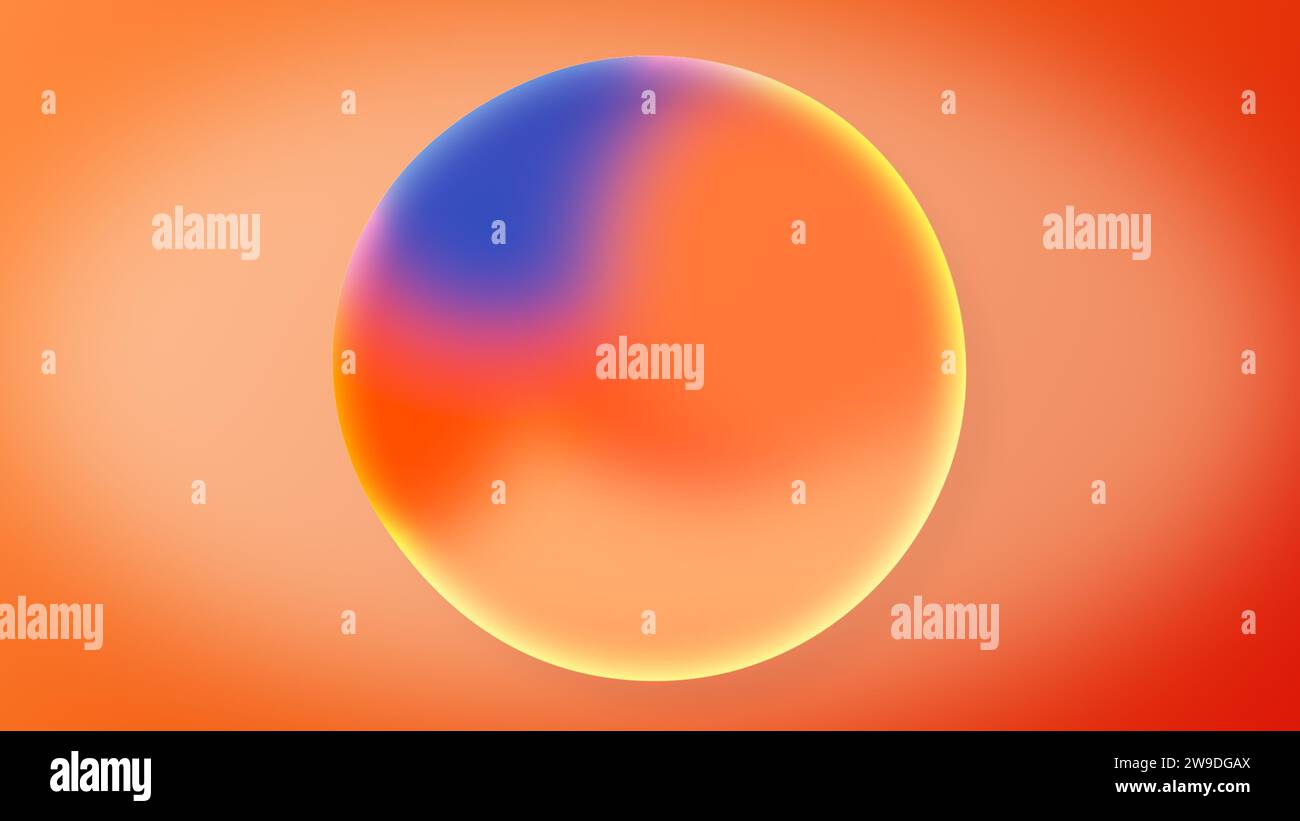 Abstrakte Animation von orange-blauen Farbverlaufsfarben auf Kugel Stockfoto