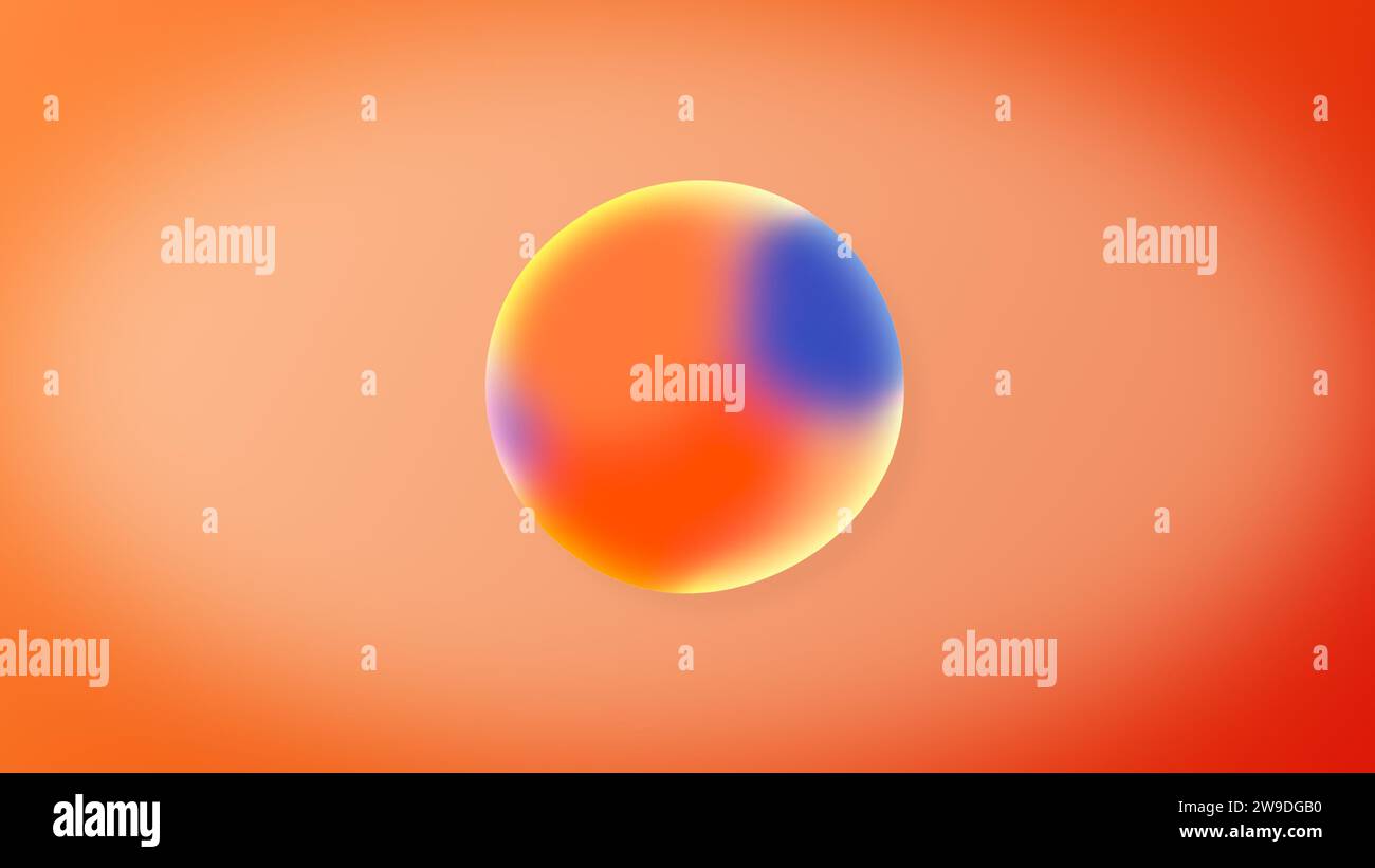 Abstrakte Animation von orange-blauen Farbverlaufsfarben auf Kugel Stockfoto