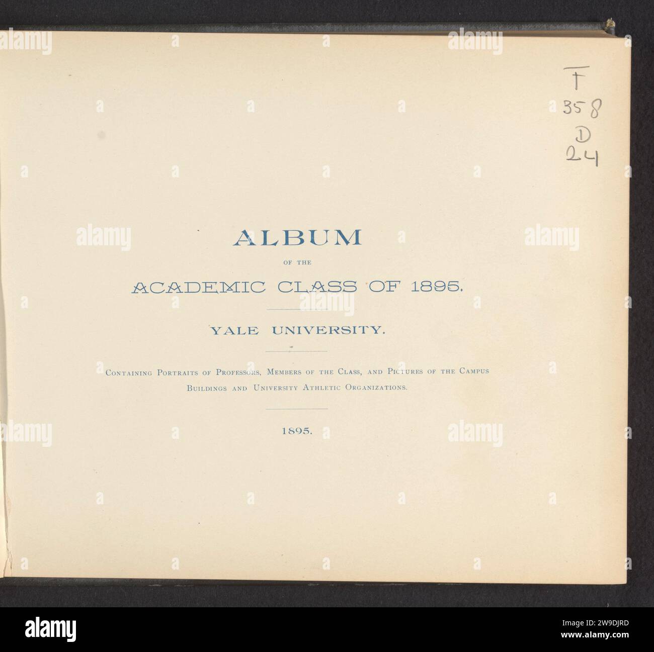 Album der akademischen Klasse von 1895, The Photo-gravure Co., 1895 Buchpapier. Pappe. Leinen-(Material-)Druck/Kollotyp Stockfoto
