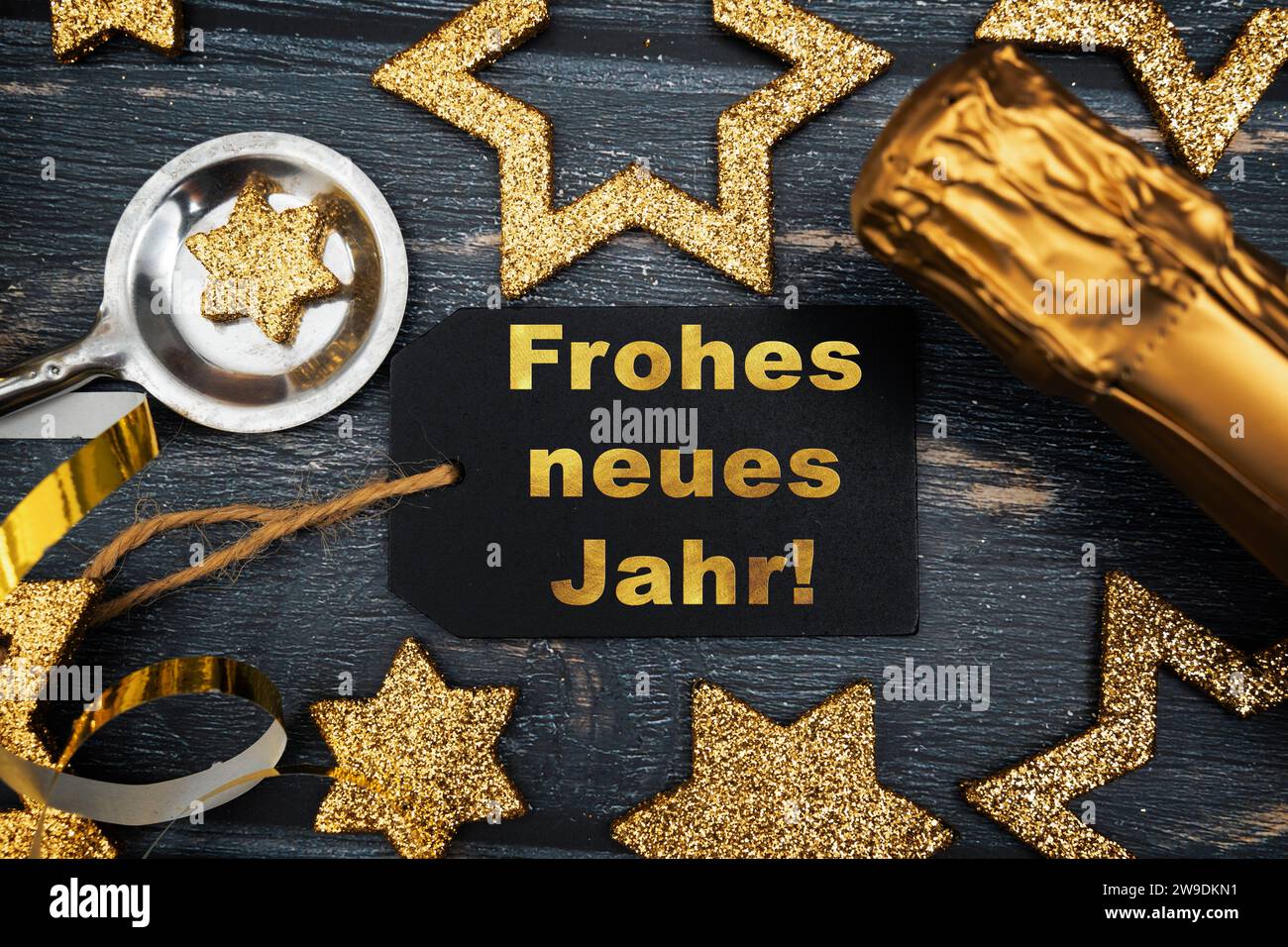 PartyDeco Silvester Banner 'Happy New Year' – Ca. 170 Cm Lang, Schwarz/gold, Aus Pappe