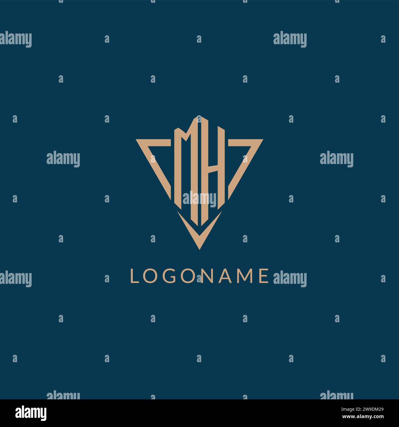 MH Logo Initialen Dreiecksform, kreative Logo Design Vektorgrafik Stock Vektor
