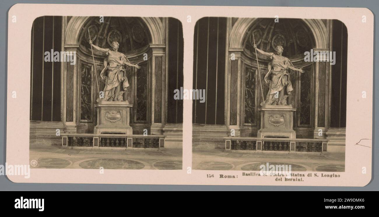 Statue des Heiligen Longinus in St. Petersdom in Vatikanstadt, neue Photographic Gesellschaft, um 1900 - um 1910 Stereogramm St. Pappe der Petersbasilika. Fotografische Stützskulptur mit Gelatine-Silberdruck. Innenraum der Kirche. Der Soldat Longinus (der Hauptmann) von Caesarea; mögliche Attribute: lance, Pyx Stockfoto