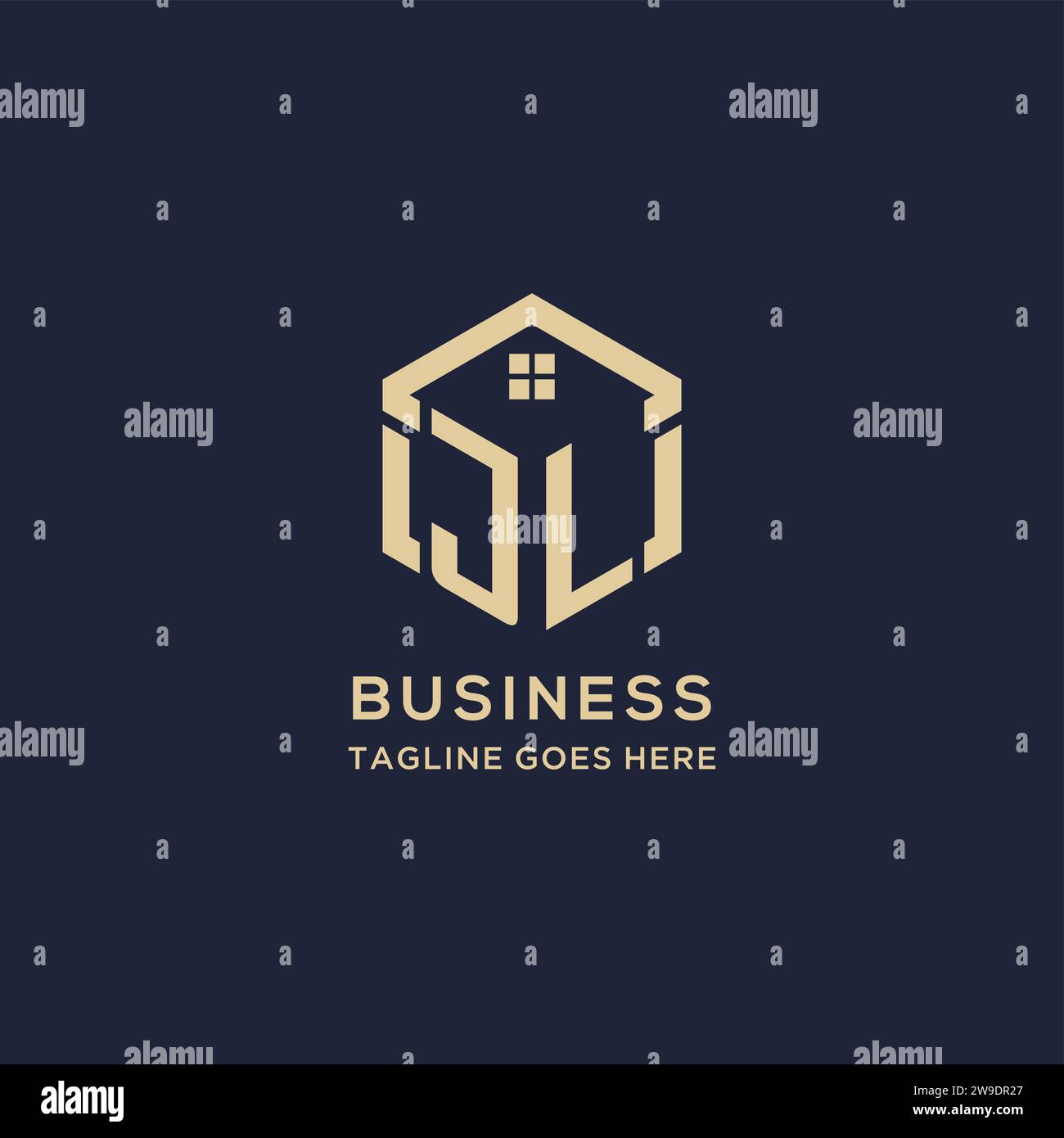 Initialen JL-Logo mit abstraktem Hauptdach sechseckige Form, einfache und moderne Immobilien-Logo Design Vektorgrafik Stock Vektor
