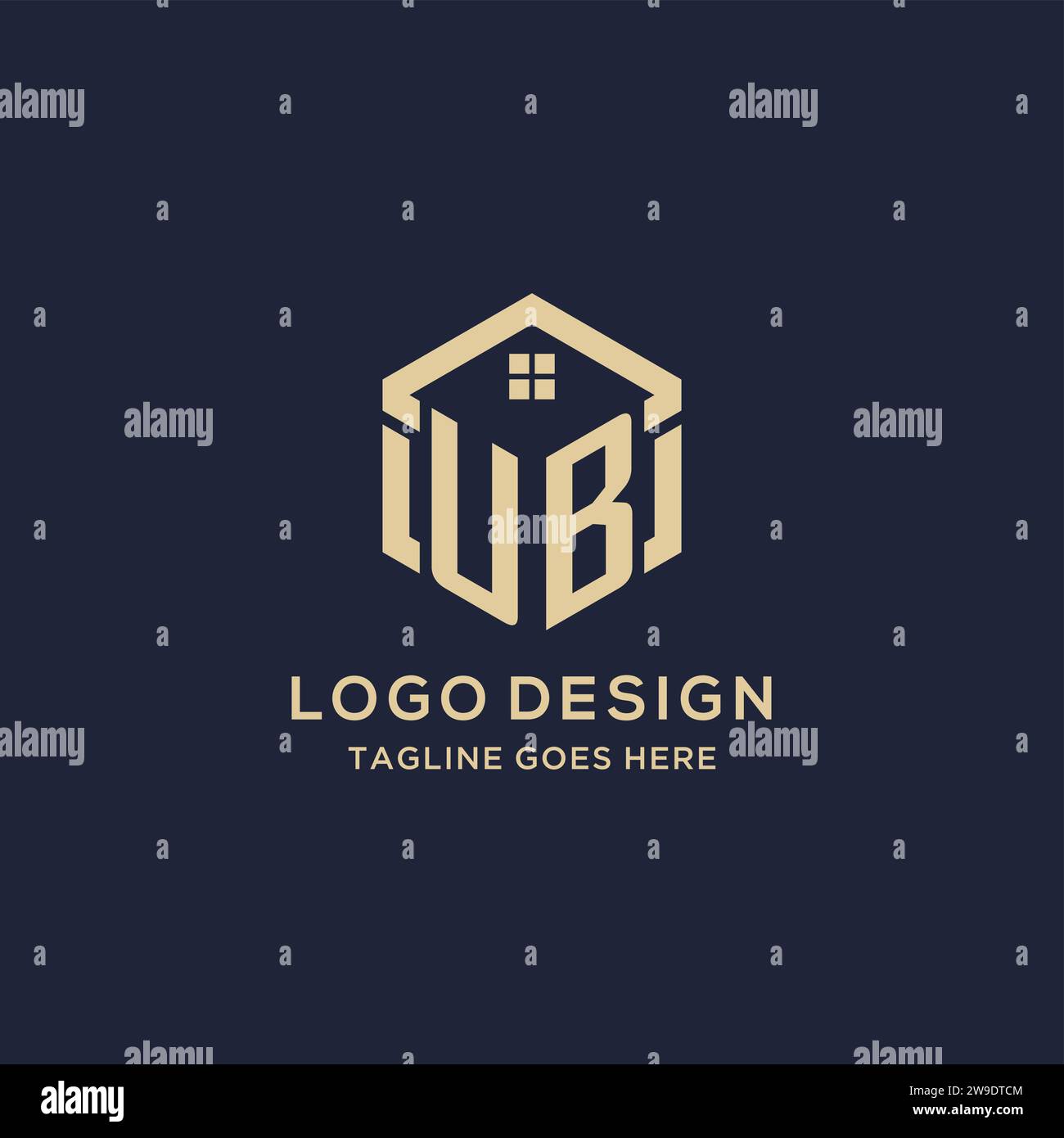 Initialen UB-Logo mit abstraktem Hauptdach-Sechseck-Form, einfache und moderne Immobilien-Logo-Design-Vektorgrafik Stock Vektor
