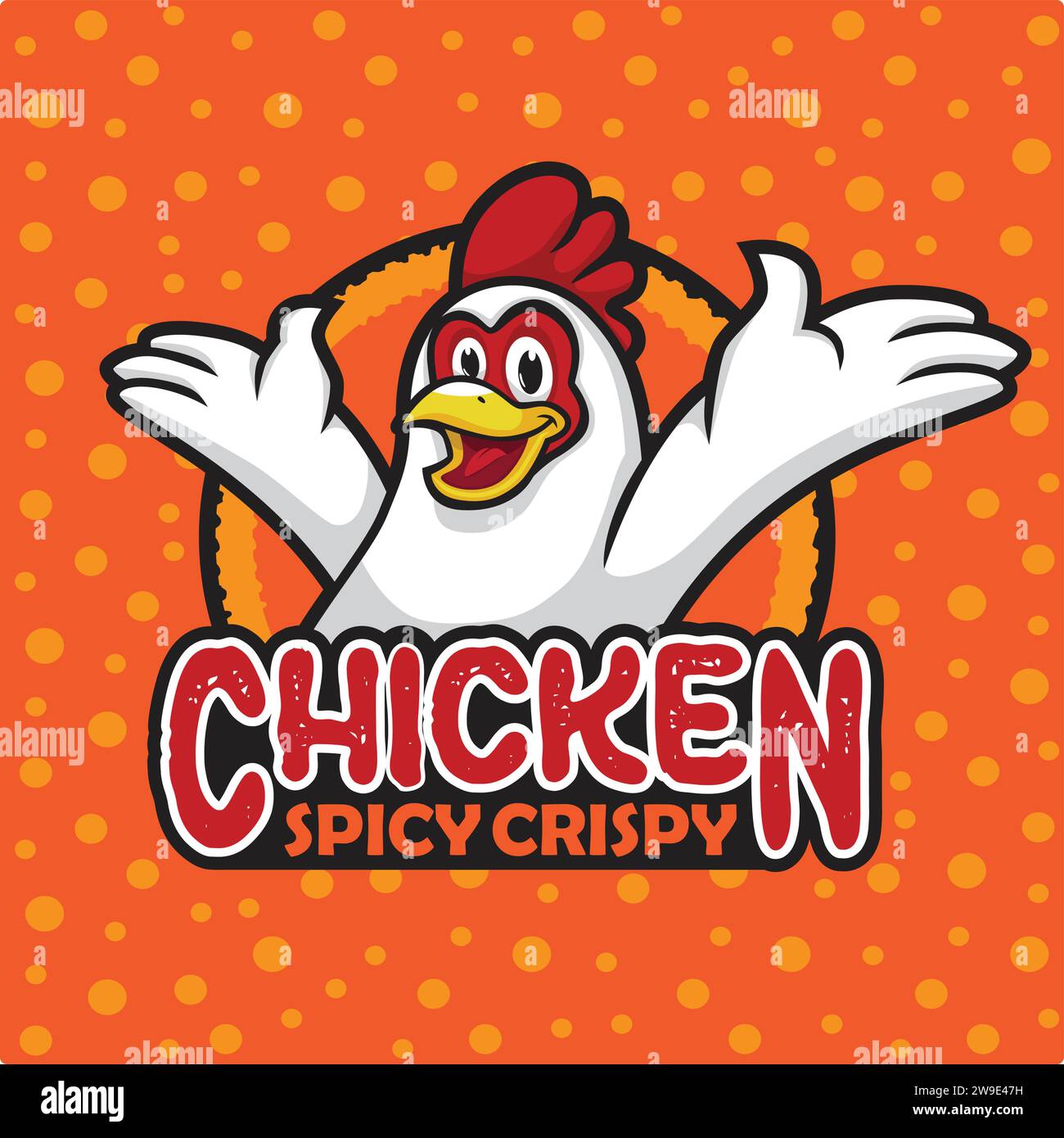 Happy Chicken Logo-Design. Chicken Mascot Vektor für Franchise Stock Vektor